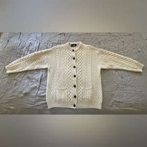 100% Wool Cream Button-Up Cardigan
